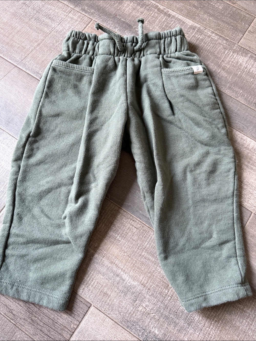 Kids Olive Green Drawstring Joggers by
